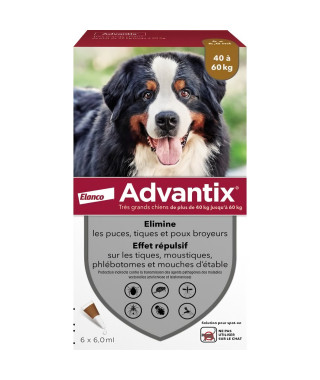 Advantix Chien Solution Antiparasitaire Tres Grande Race 40 a 60kg 6 pipettes