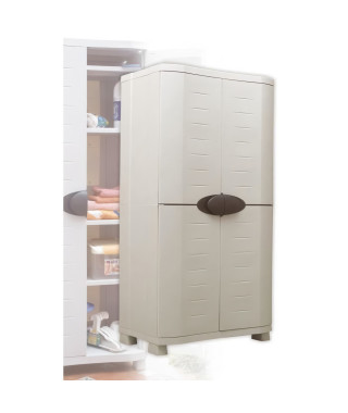 SPACESAVER 90 PLASTIKEN Armoire haute 2 portes avec étageres - l 90 x p 45 x h 184 cm - Gamme Space SAVER - Intérieur et Exté…