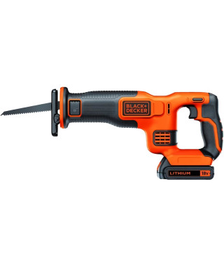 BLACK+DECKER Scie Sabre Sans Fil 18 V BDCR18-QW Livrée avec 1 Batterie et 1 Lame de 15 cm, Débattement 22 mm