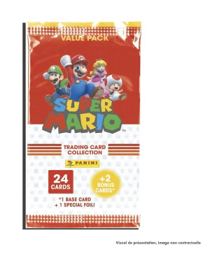 PANINI - Super Mario Trading Cards - Fat Pack De 24 Cartes + 2 Cartes Bonus