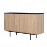 Buffet 3 portes - Décor bois et noir - Pieds métal - MEMPHIS - L 140 x P 39 x H 82,80 cm