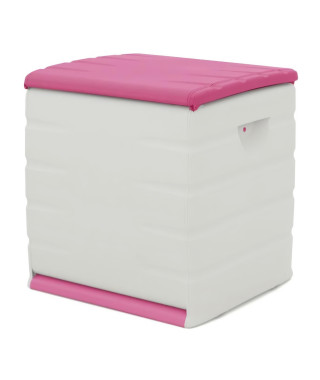 PLASTIKEN Coffre de rangement Space Saver avec roulettes et cadenas - Contenance 190 L - Coloris fuchsia