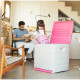 PLASTIKEN Coffre de rangement Space Saver avec roulettes et cadenas - Contenance 190 L - Coloris fuchsia