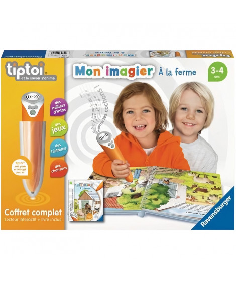 tiptoi - Coffret complet lecteur interactif + Livre Imagier A la ferme -  Ravensburger - Jeu électronique éducatif - Des 3 ans