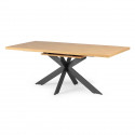 Table a manger extensible RAVEN en chene et métal noir - L 160/200 x P 90 x H 76 cm