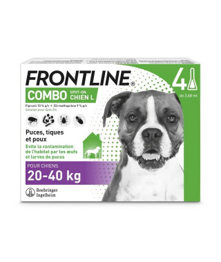 FRONTLINE Combo Chien L - 20 a 40 kg - 4 Pipettes - Puces tiques et poux