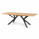 Table a manger extensible ELLIOR - Rectangulaire - Décor chene et métal anthracite - 8/10 personnes - L 180/200 x P 90 x H 76 cm