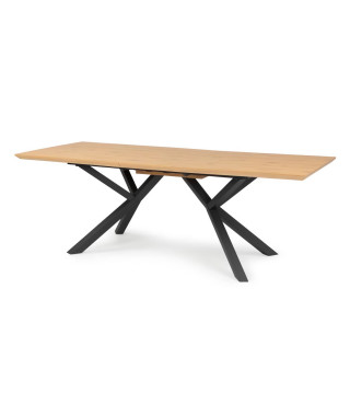 Table a manger extensible ELLIOR - Rectangulaire - Décor chene et métal anthracite - 8/10 personnes - L 180/200 x P 90 x H 76 cm