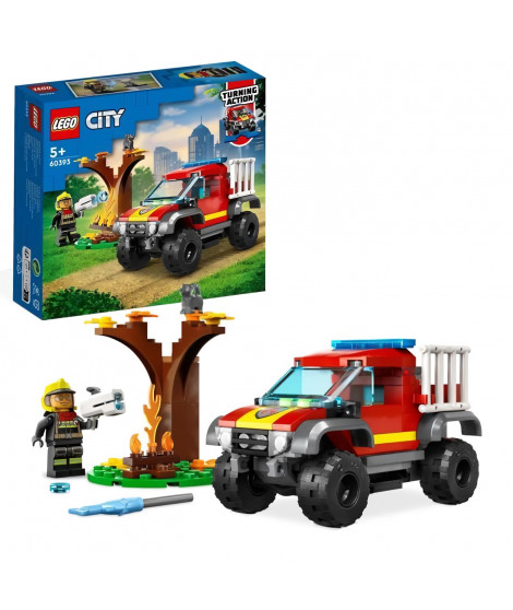 LEGO City 60393 Sauvetage en Tout-Terrain des Pompiers, Camion Jouet, Minifigurine Pompier