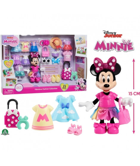 Disney Minnie, Coffret Fashion , 25 pieces, dont 1 figurine Minnie articulée 15 cm, Jouet pour enfants des 3 ans, MCN30