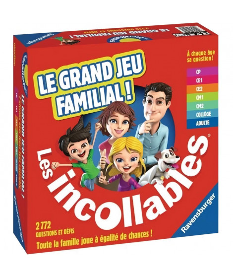 Jeu de Quiz Les Incollables Le grand jeu familial Ravensburger - 7 niveaux de difficulté - Des 6 ans