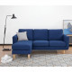 Canapé dangle réversible 3 places - Tissu bleu - Scandinave - L 197 x P 137 x 83 cm - NOLAN