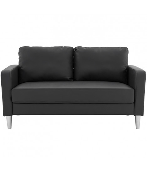 Canapé 2 places - Simili Noir - Style essentiel - L 150 x P 80 x H 85 cm - KENT