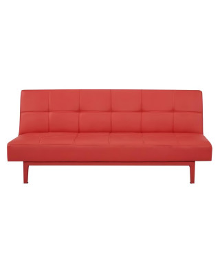 Banquette convertible Clic-clac 2 places - Simili Rouge - L 178 x P 89 x H 78 cm - JENNY