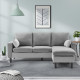 Canapé d'angle réversible Boston - Tissu Gris clair et blanc - L 194 x P 139 x H 83 cm