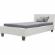 KANSAS Lit adulte ou enfant - Simili blanc - Sommier inclus - 90 x 190 cm