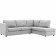 Canapé d'angle droit 4 places - Tissu gris déhoussable - Pieds en bois - L 258 x P 86 x H 90 cm - JUANA