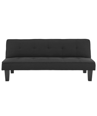 CELIA Banquette Clic-Clac 2 places contemporain capitonné - Tissu noir - L 168 x P 73 x H 71 cm