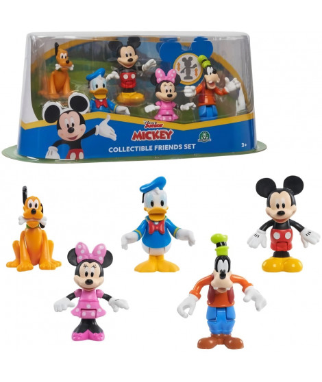 Mickey, Coffret 5 figurines 7,5 cm Articulées, 5 personnages a collectionner, Jouet pour enfants des 3 ans, MCC08