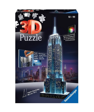 Puzzle 3D Empire State Building illuminé - Ravensburger - 216 pieces - LEDS couleur - Des 10 ans