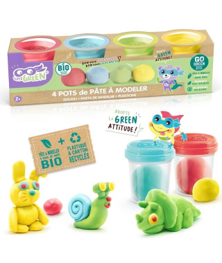 Kit de 4 pots de pâte a modeler bio - CANAL TOYS Super Green - Sans gluten - 240g