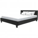 KANSAS Lit adulte 140x190 cm - Simili noir - Sommier inclus