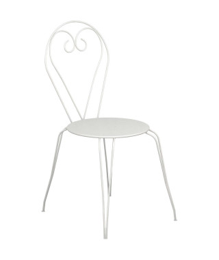 Lot de 4 Chaises de jardin romantique empilable en fer forgé - Blanc