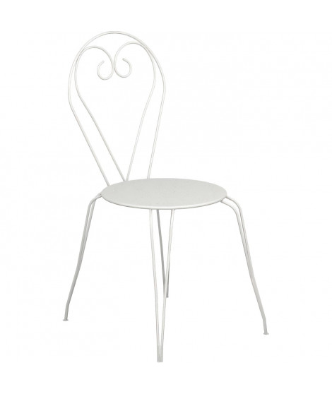 Lot de 4 Chaises de jardin romantique empilable en fer forgé - Blanc