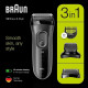 Rasoir électrique BRAUN Series 3 Shave&Style 3000BT - outil 3 en 1 - avec tondeuse a barbe - Noir