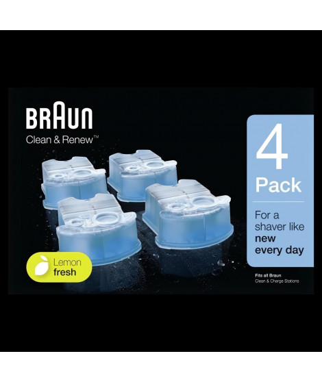 Braun Clean And Renew Recharge De Cartouches Pour Rasoir Électrique, Pack De 4, Compatibles Braun SmartCare, Clean&Charge Cen…