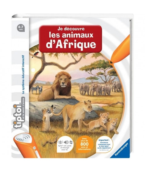 tiptoi - Je découvre les animaux d'Afrique -  Ravensburger - Livre électronique éducatif - Des 4 ans - en français