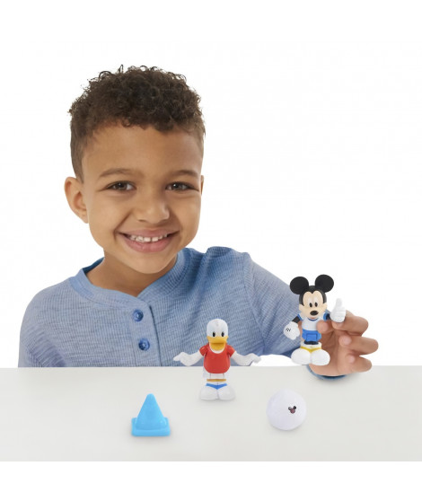 Mickey, 2 figurines articulées 7,5 cm avec accessoires, Theme Football, Jouet pour enfants des 3 ans, MCC042