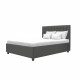 Lit coffre adulte EMILY - 160 x 200 cm - Tissu gris foncé  - Sommier inclus