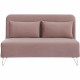 Banquette convertible 2 places - Velours Rose pieds doré - Style scandinave - L 130 x P 90 x H 81 cm - DEPLO