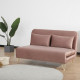 Banquette convertible 2 places - Velours Rose pieds doré - Style scandinave - L 130 x P 90 x H 81 cm - DEPLO