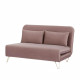 Banquette convertible 2 places - Velours Rose pieds doré - Style scandinave - L 130 x P 90 x H 81 cm - DEPLO