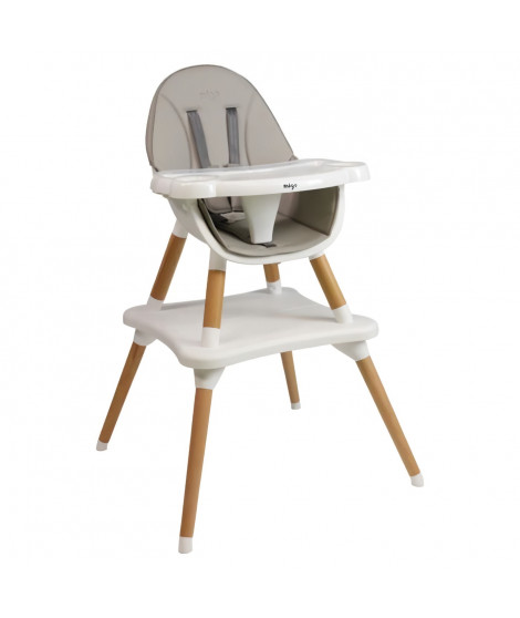 Nania Chaise haute EVA évolutive en chaise basse + table -  2 en 1 utilisable des 6 mois jusqu'a 5 ans - Gris