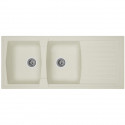STRADOUR Evier cuisine a encastrer 2 bacs + 1 égouttoir Arena - Résine - 116 x 50 cm - Blanc
