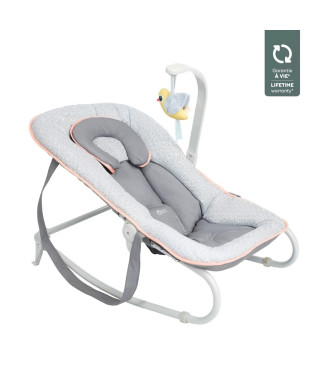 BABYMOOV Transat bébé graphik, balancelle ou fixe, molletonné, pliage compact, déhoussable, peche