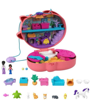 Polly Pocket - Sac Chat Calin Surprises - poupée mini-univers - 4 ans et +