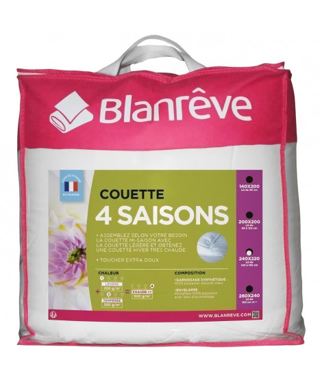 BLANREVE Couette 4 saisons - 220 x 240 cm - Blanc