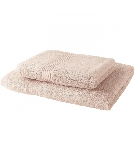 TODAY Lot de 1 Drap de Bain 100% coton 70x130 cm + 1 Serviette de Bain 50x100 cm - Rose des sables