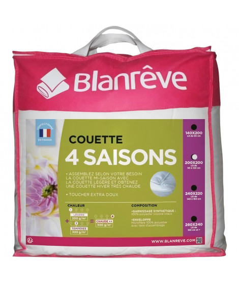 BLANREVE Couette 4 saisons - 200 x 200 cm - Blanc