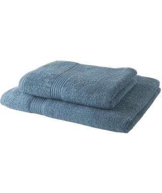 TODAY Lot de 1 Drap de Bain 100% coton 70x130 cm + 1 Serviette de Bain 50x100 cm - Paon