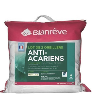 BLANREVE Lot de 2 Oreillers Triple Protection - 60 x 60 cm - Blanc