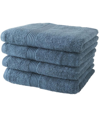 TODAY Lot de 4 Serviettes de Bain 100% coton - 50x100 cm - Paon