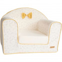 DOMIVA Fauteuil Club Leafy Bunny - Coton bio - Convertible et déhoussable - Blanc/Jaune - 43 x 55,5 x 50 cm