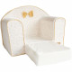 DOMIVA Fauteuil Club Leafy Bunny - Coton bio - Convertible et déhoussable - Blanc/Jaune - 43 x 55,5 x 50 cm