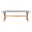 X-WOODY table de jardin -  Structure plateau en fibre de ciment et pieds en acacia en forme X - 200 x 100 x 75cm