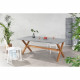 X-WOODY table de jardin -  Structure plateau en fibre de ciment et pieds en acacia en forme X - 200 x 100 x 75cm